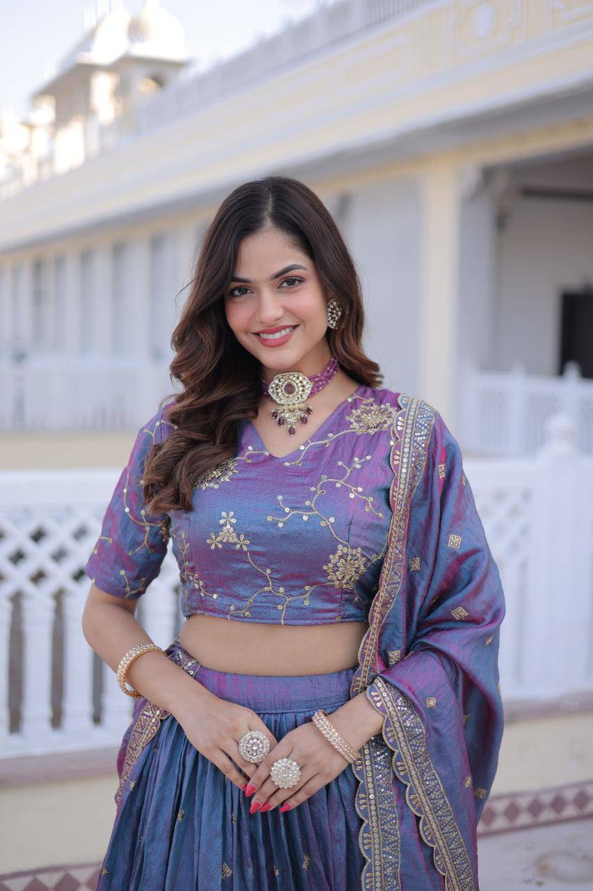 KA 5066 Silk Blue Online lehenga choli supplier in Surat